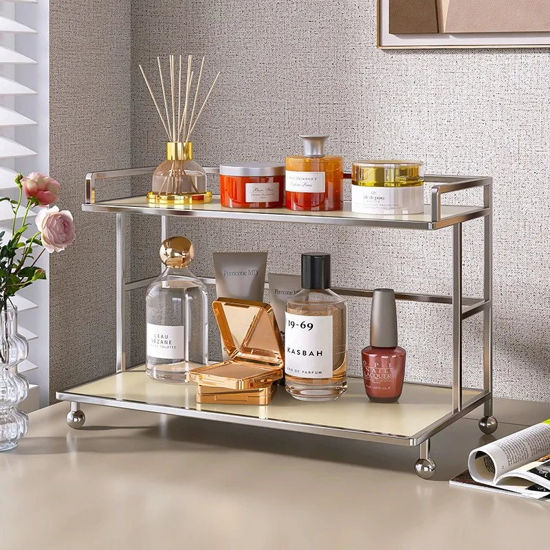 Metal Desktop Layered Storage Rack, Double-Layer Desk Storage Rack, Water Cup and Coffee Cup Storage Rack, Bathroom Cosmetics St