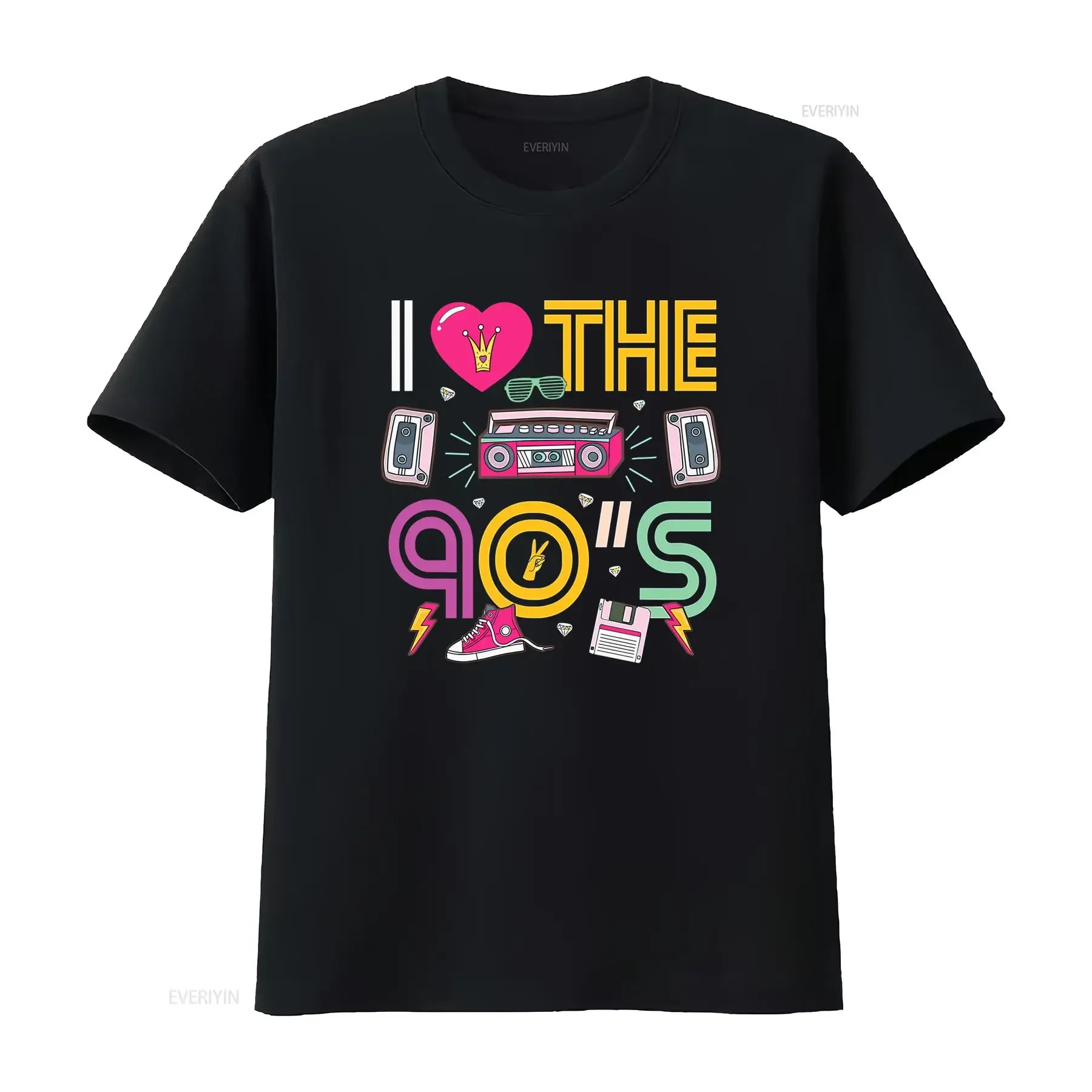 I Love The 90s T Shirt Retro Mixtape Design Vintage  vintage Washed Unisex Versatile Soft graphic homme designer clothes