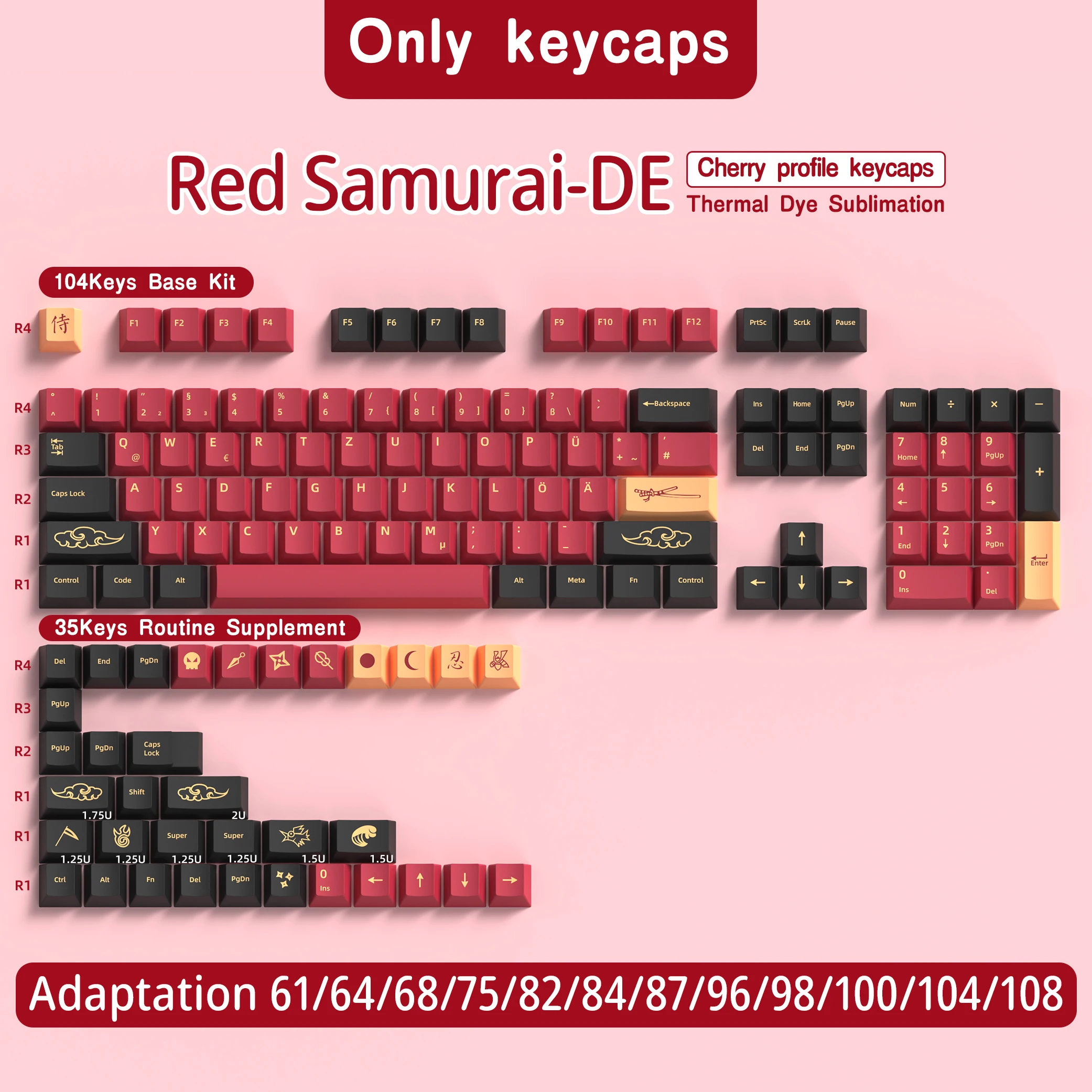 Duitse Keycaps Keyboard Cherry Profile Pbt Sub Dye Iso Layout De Keycaps 136-156 Toetsen Voor Mechanisch Toetsenbord 7u-ruimte
