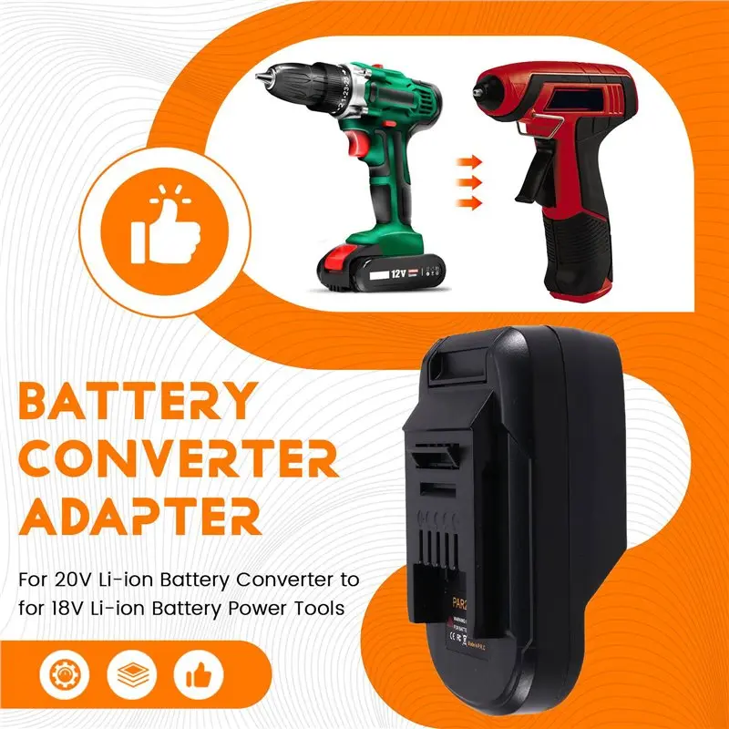 A74U 2X Battery Adapter For Parkside 20V Li- Battery Converter To For 18V Li- Battery Power Tools PAR20EIN