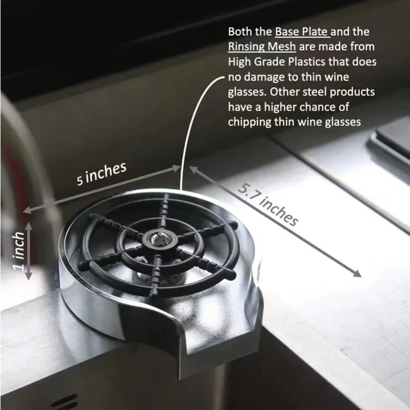 Enjuagador automático de vidrio de alta presión, limpiador de tazas y tazas con montaje en grifo para un lavado rápido de cerveza, leche, té, Bar, fregadero de cocina