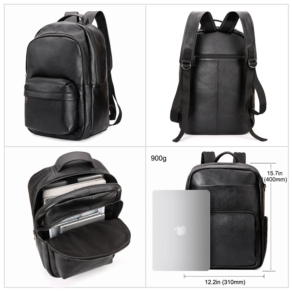 Genuine Leather Backpack Purse for Men Women,Travel Backpack Men Business Backpack School Large Capacity 15.6 Laptop Male Bag