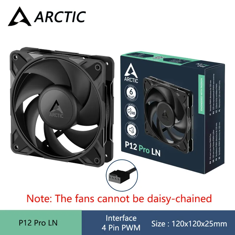 ARCTIC P12 PRO LN 120mm Chassis Fan,12V 4Pin PWM/Fluid Dynamic Bearing/450-2000RPM Low Speed Version Silent Cooling Fan