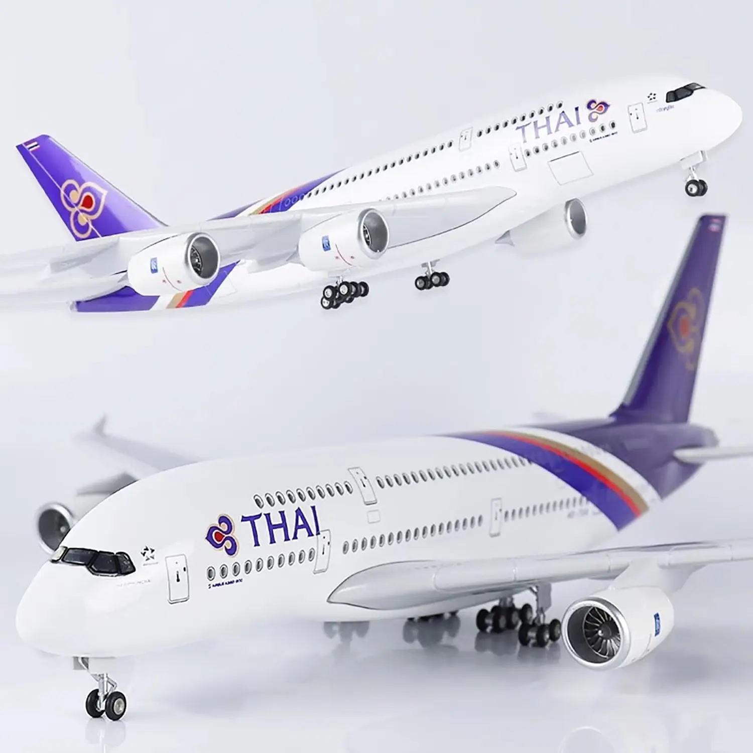 

1:150 Scale ABS Resin Diecast Aircraft 46cm A380 Thai Airways Airplane Model With LED Light Wheels Aviation Collection Gift