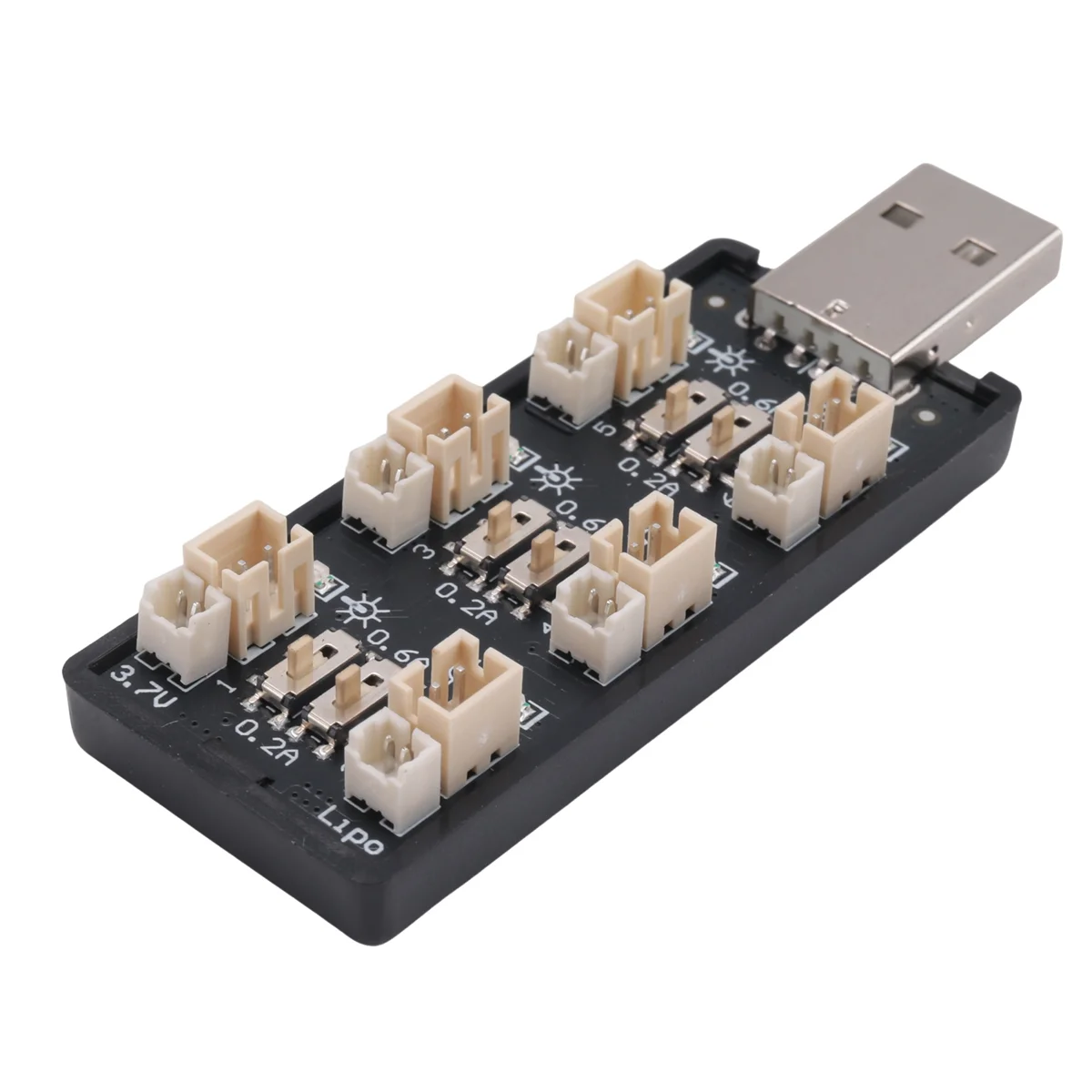 Ładowarka USB do akumulatorów LiPo 1S 3,7 V/4,20 V 6 kanałów Ładowarka LiPo 1S Micro-JST 1,25 JST-PH 2,0 MCX MCPX Złącza DY — zdjęcie produktu 4
