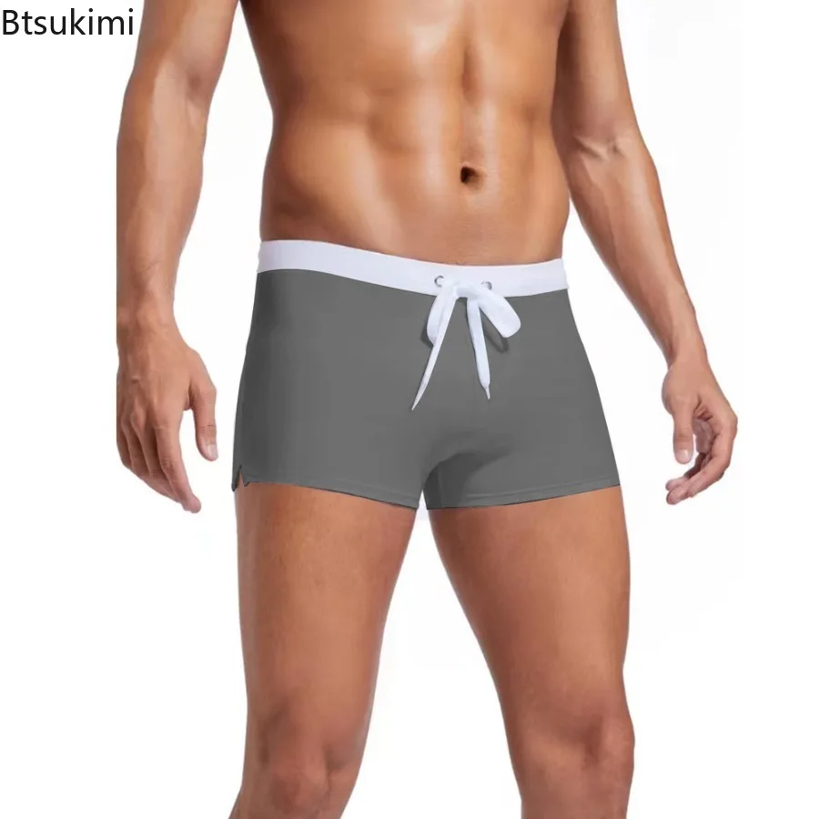 2025 صيف جديد بلون رجالي جذوع الملاكم السباحة موضة الجيب الخلفي تصميم بناطيل الشواطئ تنفس شورتات للبحر للرجال #4