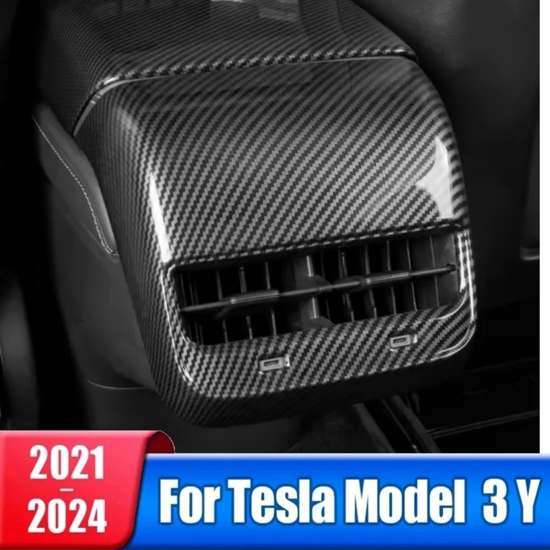 

Carbon Fiber ABS Rear Air Vent Outlet Cover Trim For Tesla Model 3 Y 2017-2023 Car Accessories