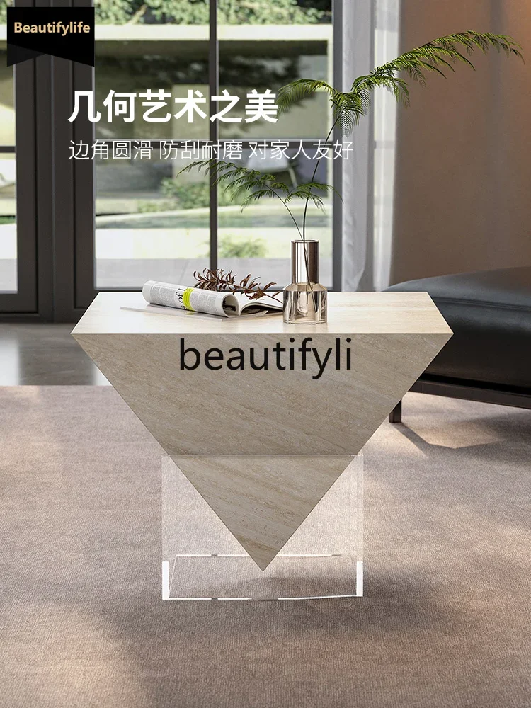 

GG Travertine Coffee Table High-End Suspended Mid-Century Style Designer Living Room New Small Coffee Table