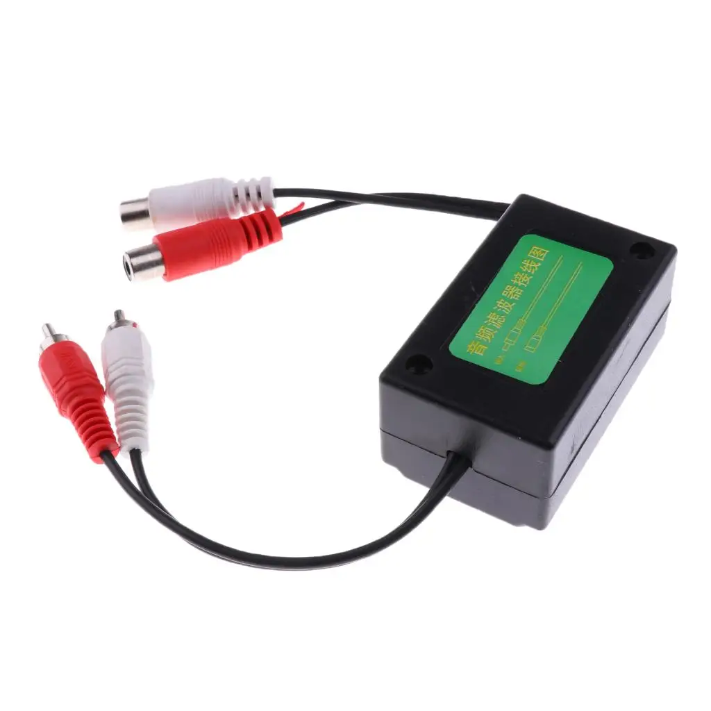 

2 RCA «папа» на 2 RCA «мама» Изолятор контура заземления Шумовой аудиофильтр Стерео