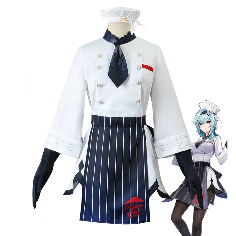 

Game Genshin Impact And Pizza Hut Eula Cosplay Costume Eula Cook Outfit Costumes Woman Girl Cosplay Party Full Set