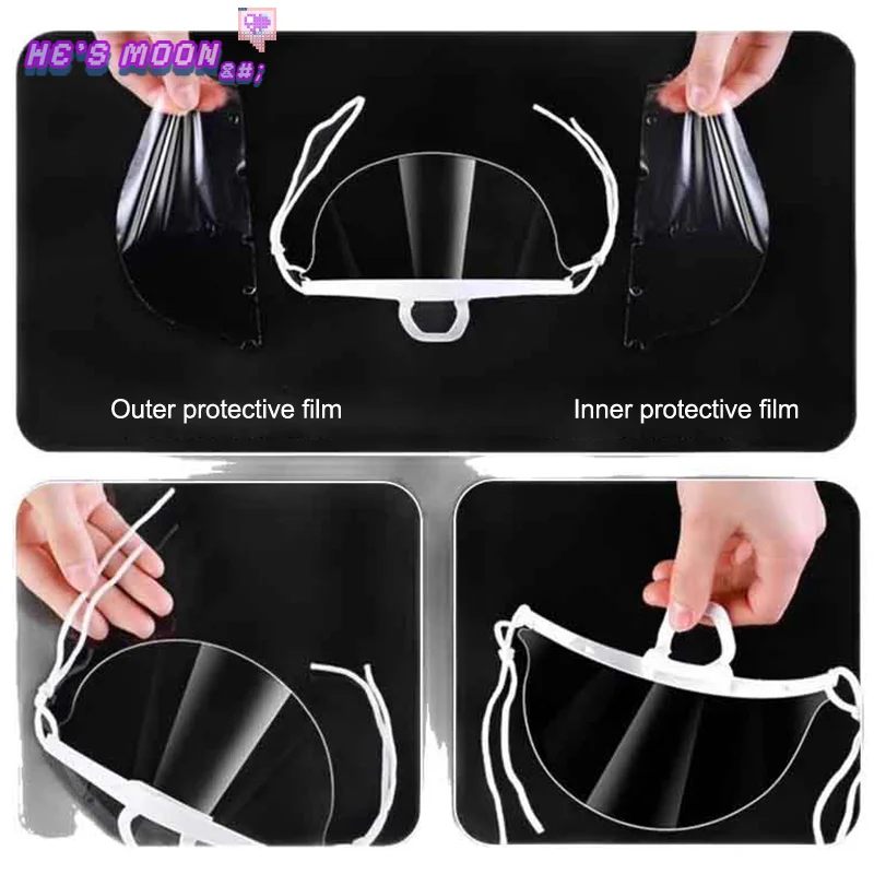 10/20/30Pcs Wiederverwendbare Transparente Anti-fog-Maske Abdeckung Kunststoff Offenen Gesicht Schutz Restaurant Schule Kunststoff anti-speichel Mund Schild