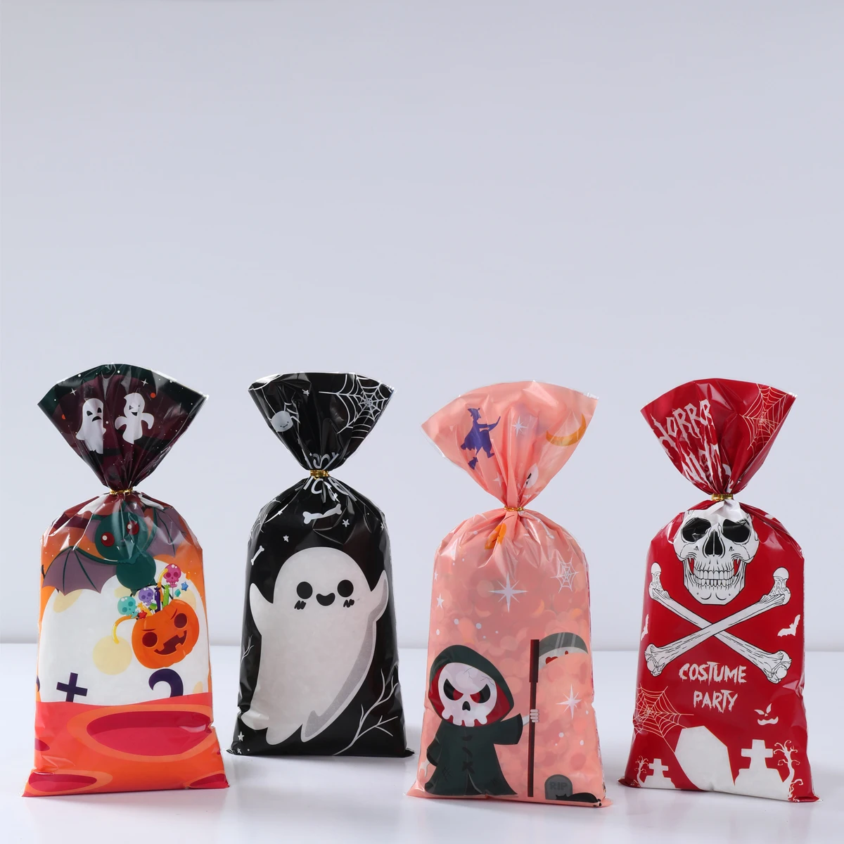 25/50/100pcs Halloween Ghost Cat Gift Bags Candy Cookie Packaging Bags Trick Or Treat 2024 Happy Halloween Party Decor Supplies