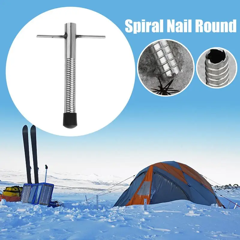 Ice Auger Pointed Auger Drill Camping Accessories Stainless Steel Portable Ice Fishing Gear For Ice Fishing Camping