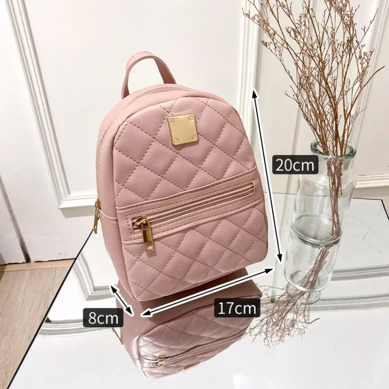 Backpack Women Leisure PU Small Girls Rucksacks Leisure Zipper Shoulder Bag Knapsack Women Mini School Backpack Traveling Bag