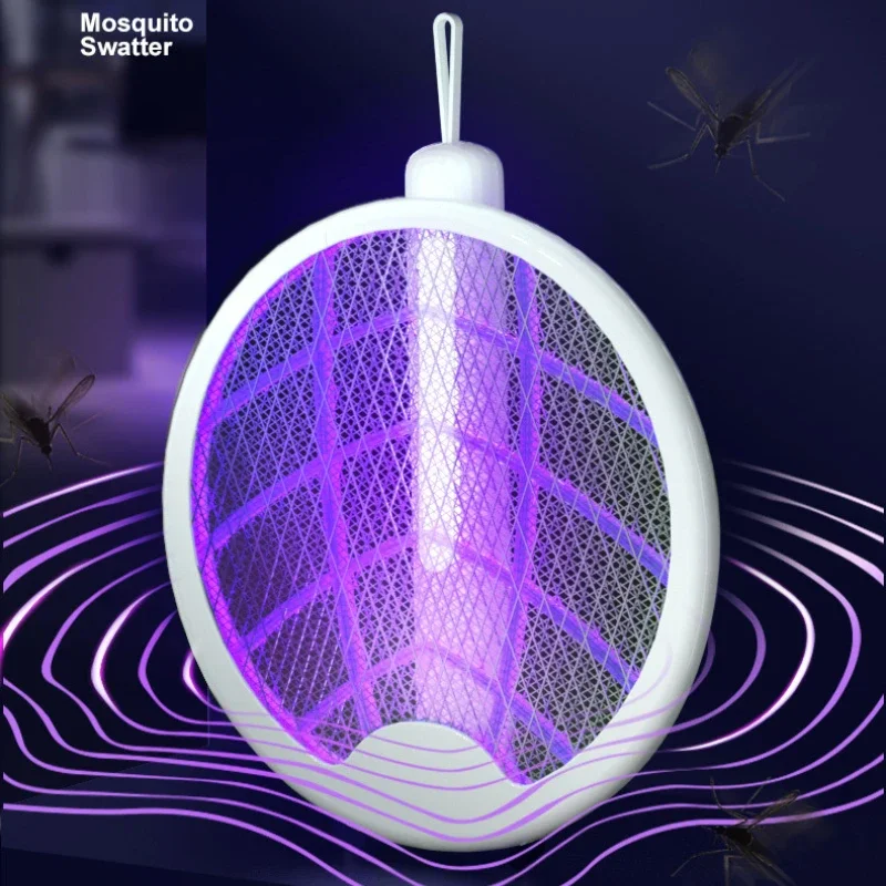 

2-in-1 Folding Electric Mosquito Killer Lamp Rechargeable Handheld Files Trap Household Wall Hanging Automatic Repellent Swatter