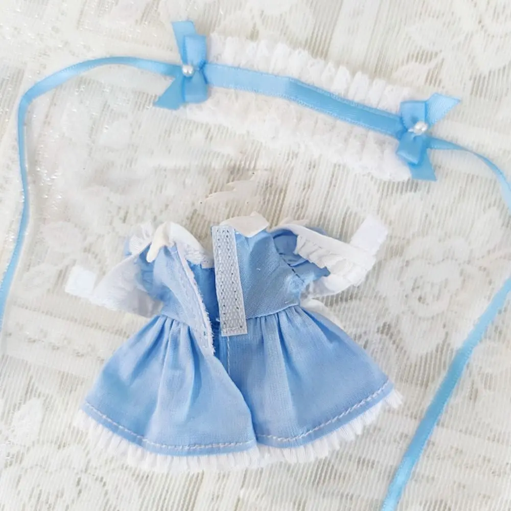 Uniform Clothes Maid Skirt Suit for 1/11 ob11 Dolls Princess Mini Clothes Dresses Suit with Headband For Stuffed Dolls