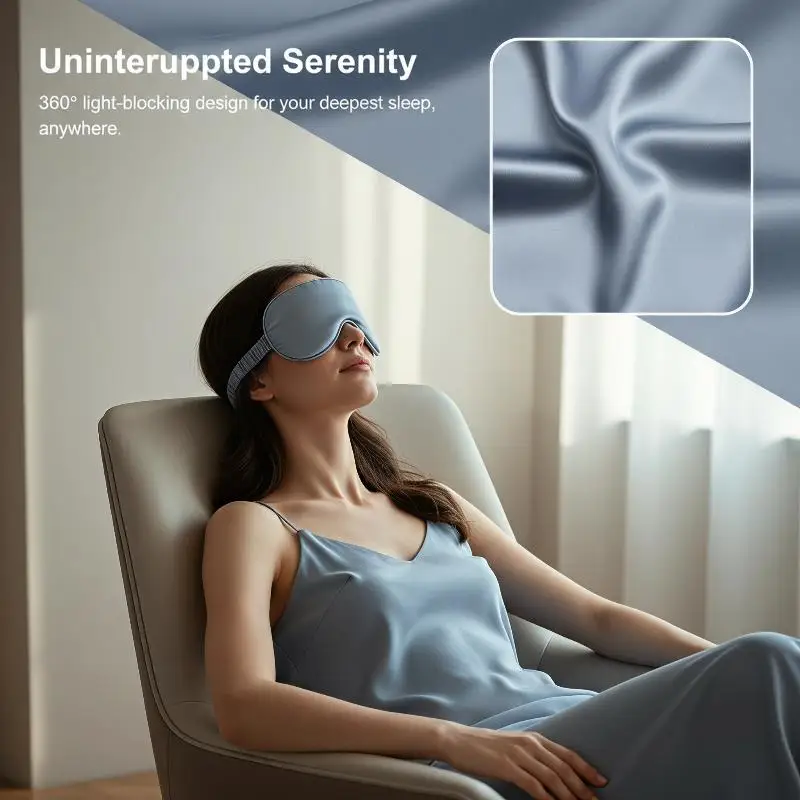 Double-Sided Silk Sleep Eyeshade Full Light Blocking Breathable Skin-Friendly Eye Cover for Yoga Travel Night Rest