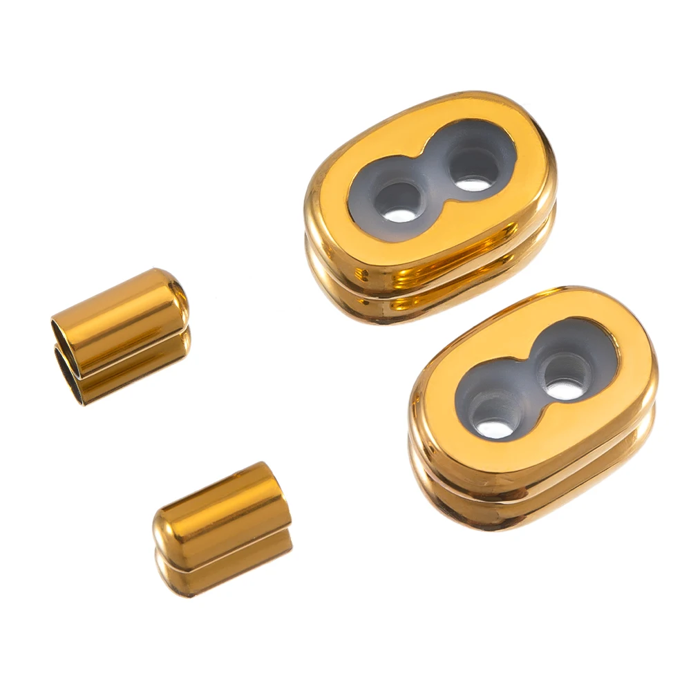 4Sets Stainless Steel Stopper Rubber Beads Slider Adjustable Clasps with Column End Caps for DIY Leather Cord Bracelet Making - view 2