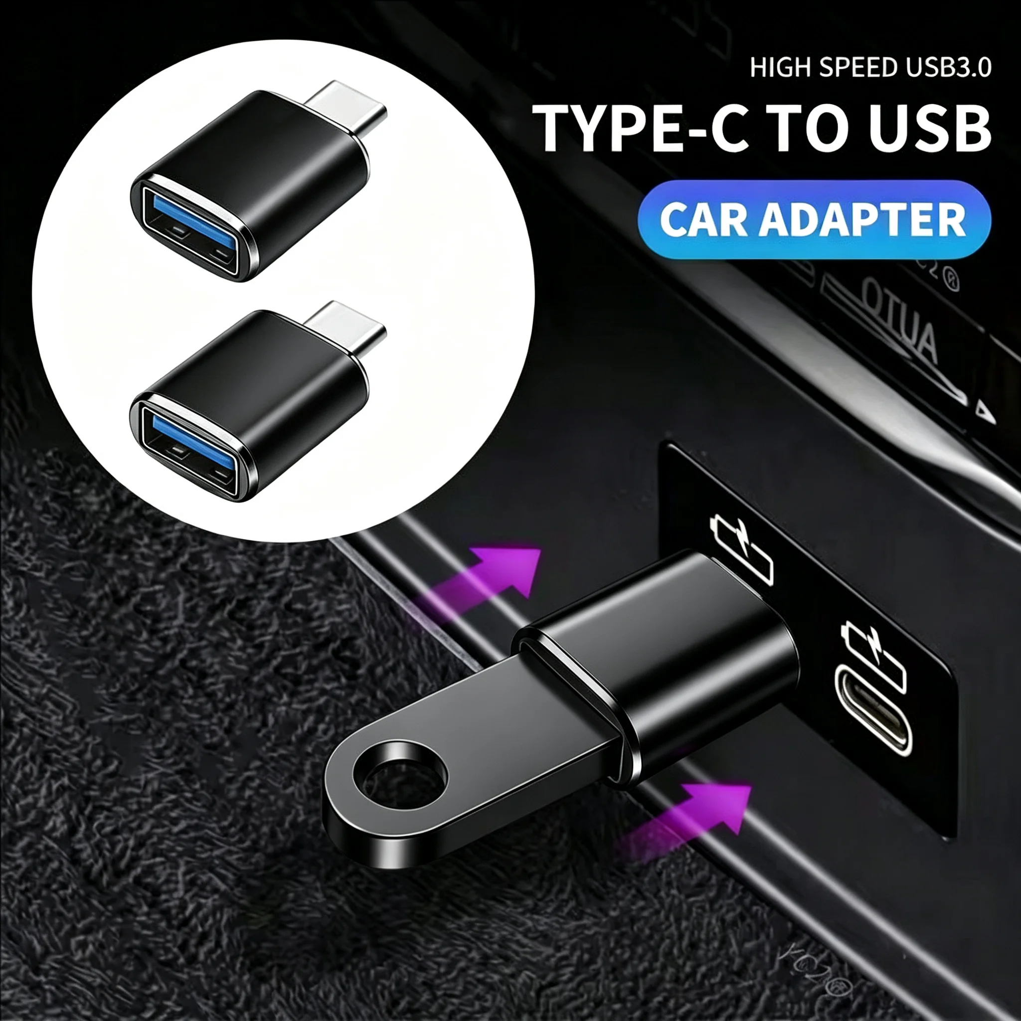1pcs USB 3.0 Type-C Data Adapter Type C 10A OTG USB C Male To USB For Peugeot 206 307 308 3008 207 208 407 508 2008 5008 107 106 view 3