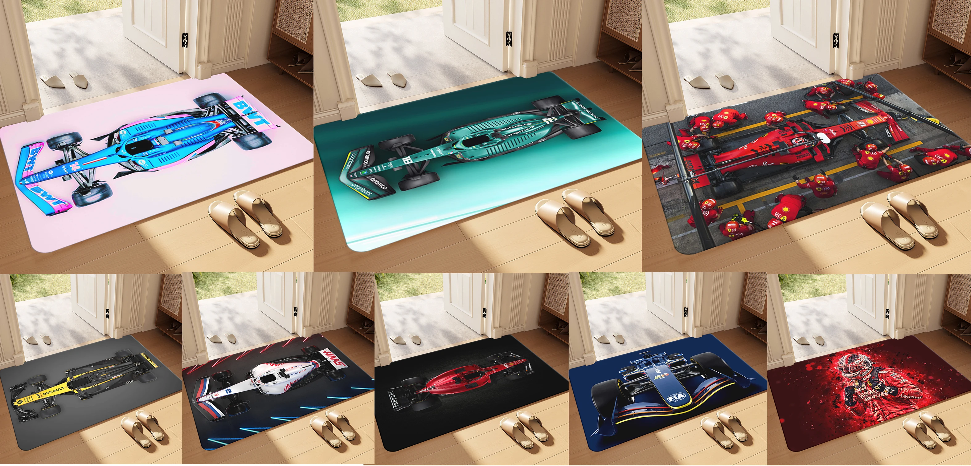 

F1 F1 racing car mat, display mat, anti-slip washable carpet for living room and bedroom, entrance mat, corridor decoration mat