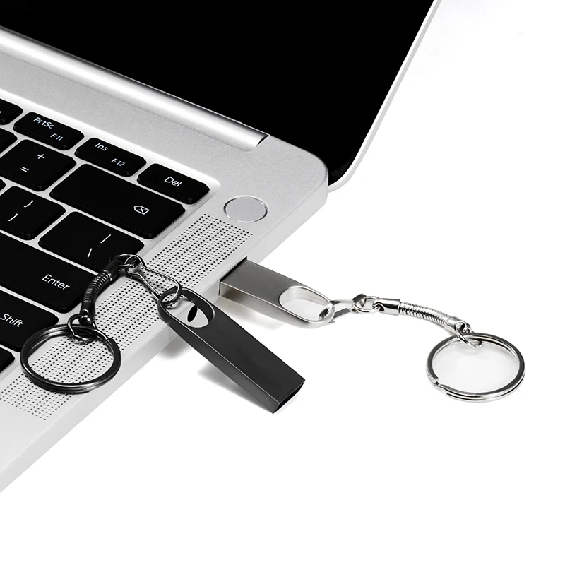 JASTER Mini USB Flash Drive 128GB Memoria USB de alta velocidad 64GB Pen Drive de metal negro 32GB Llavero de regalo Disco U 16GB para portátil