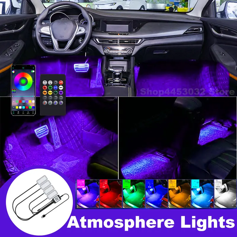 Car Foot Ambient Light RGB Led Lamp Usb For Changan CS75 PLUS CS95 CS35 CS55 OSHAN x7 Wireless Remote APP Control Accessories