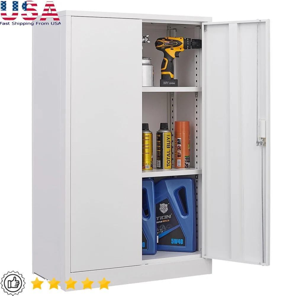 

Folding Metal Storage Cabinet File Locker Easy Assembly Adjustable Shelves Secure Locking System Space Saving Design Home Office