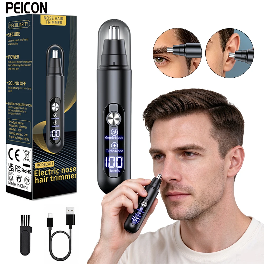 Electric Nose Hair Trimmer for Men Painless Ear & Eyebrow Hair Clipper Portable Men Facial Grooming Device for Home & Travel