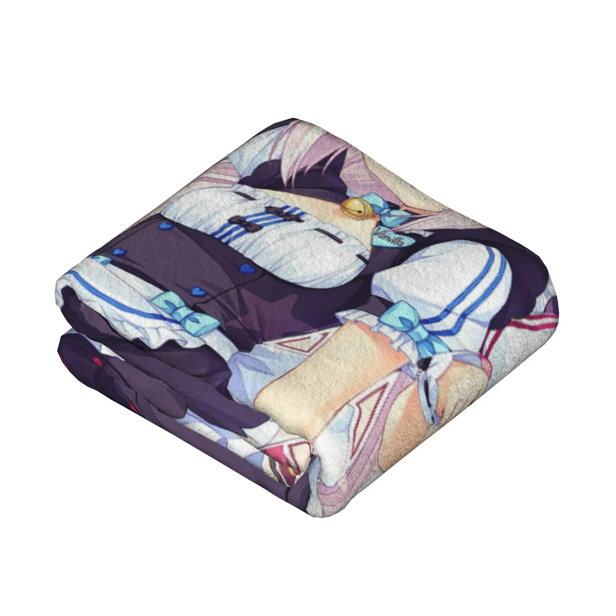 Nekopara Chocola Vanilla Knitted Blanket Fleece Anime Kawaii Gir Ultra-Soft Throw Blankets for Outdoor Travel Bed Rug