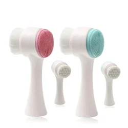 1pcs Double-sided Silicone Skin Care Tool Facial Cleanser Brush Face Cleaning Vibration Facial Massage Washing Product