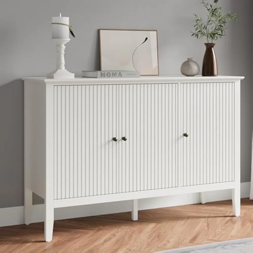 

Fluted Sideboard Buffet Cabinet with Storage, Modern Wood Credenza Buffet Sideboards with 3 Doors, Bar Cabinet Console Table fo