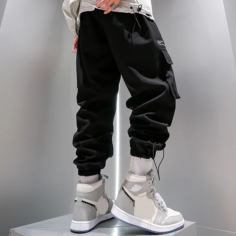 Męskie spodnie Cargo Y2K czarne spodnie sportowe spodnie odblaskowe luźne spodnie Streetwear Pantalon Homme Techwear Streetwear