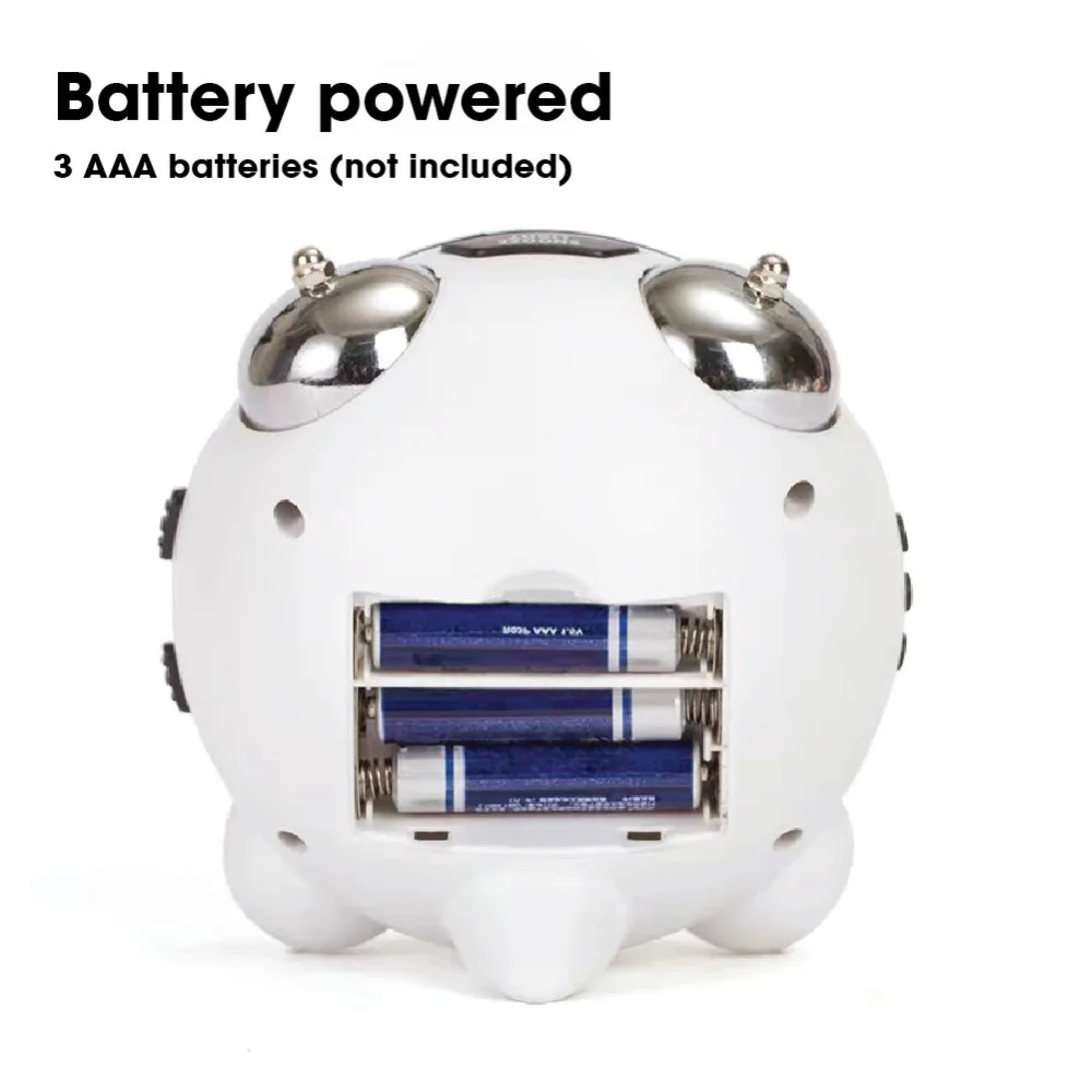Twin Bell Digital Alarm Clock Noctilucent LED Display Smart Alarm Clock Battery Operated Super Loud Desktop Alarm Clock
