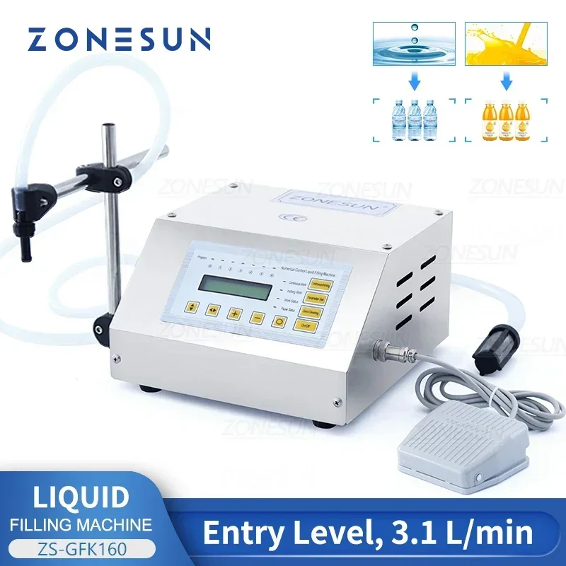 ZONESUN Liquid Filling Machine Digital Control Water Drink Perfume Juice Milk Small Bottle Jar Diaphragm Pump Packing ZS-GFK160 intelligent water purifier household direct drink heating installation free that is heating ro one machine reverse osmosis smart