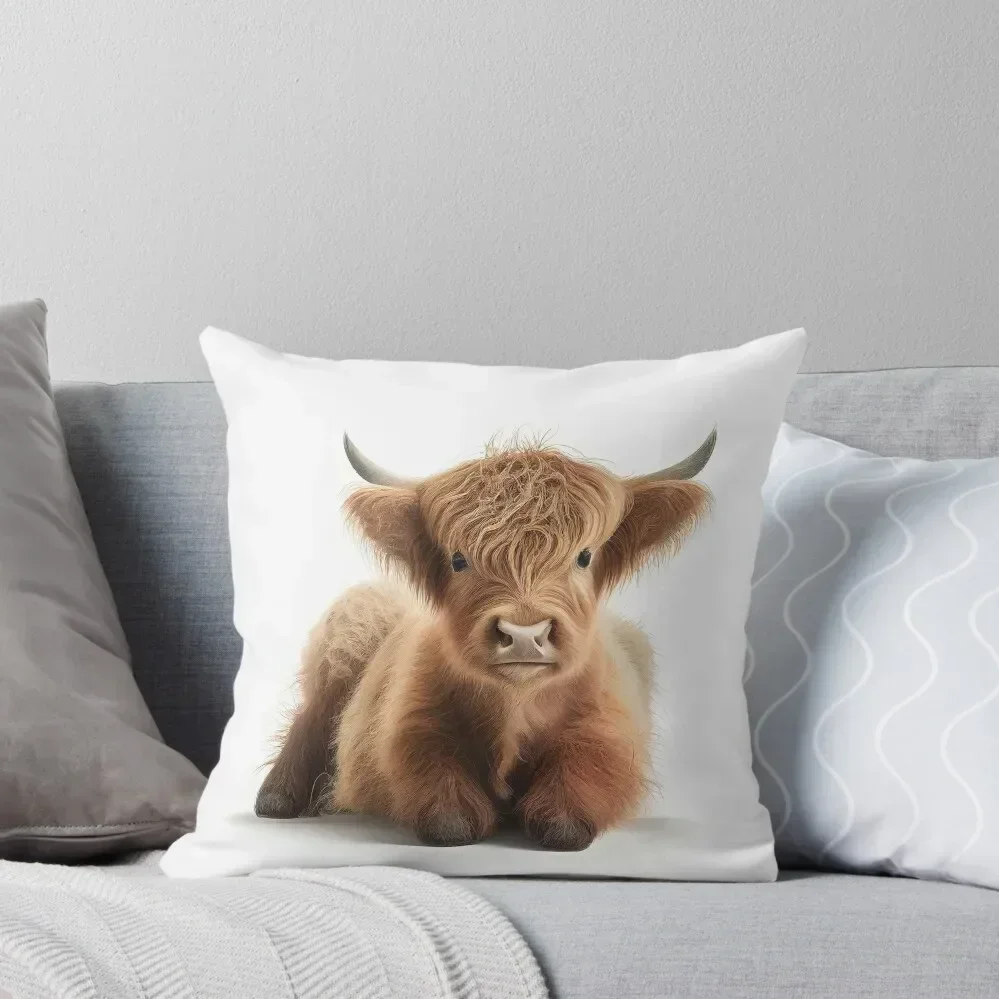 

Cute baby highland cow Throw Pillow pillow pillowcase luxury decor pillow