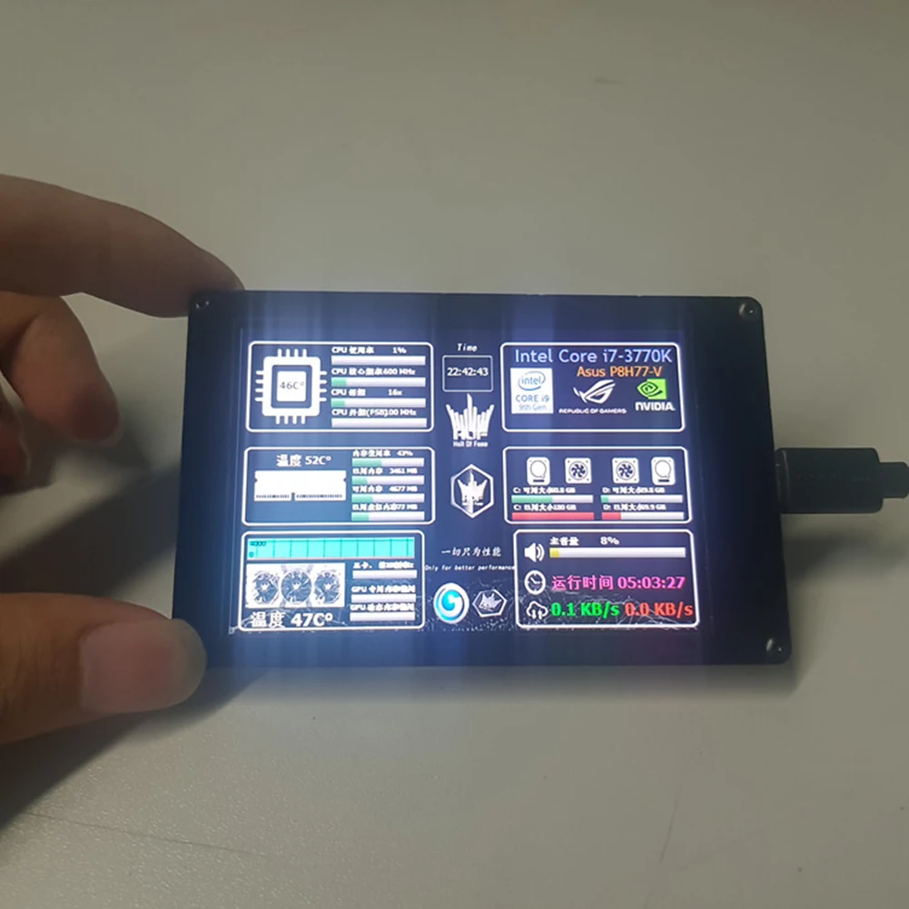 Dual USB PC Secondary Display 3.5 Inch IPS DIY Computer Temperature Monitoring CPU GPU RAM HDD Acrylic for Mini ITX Case AIDA64