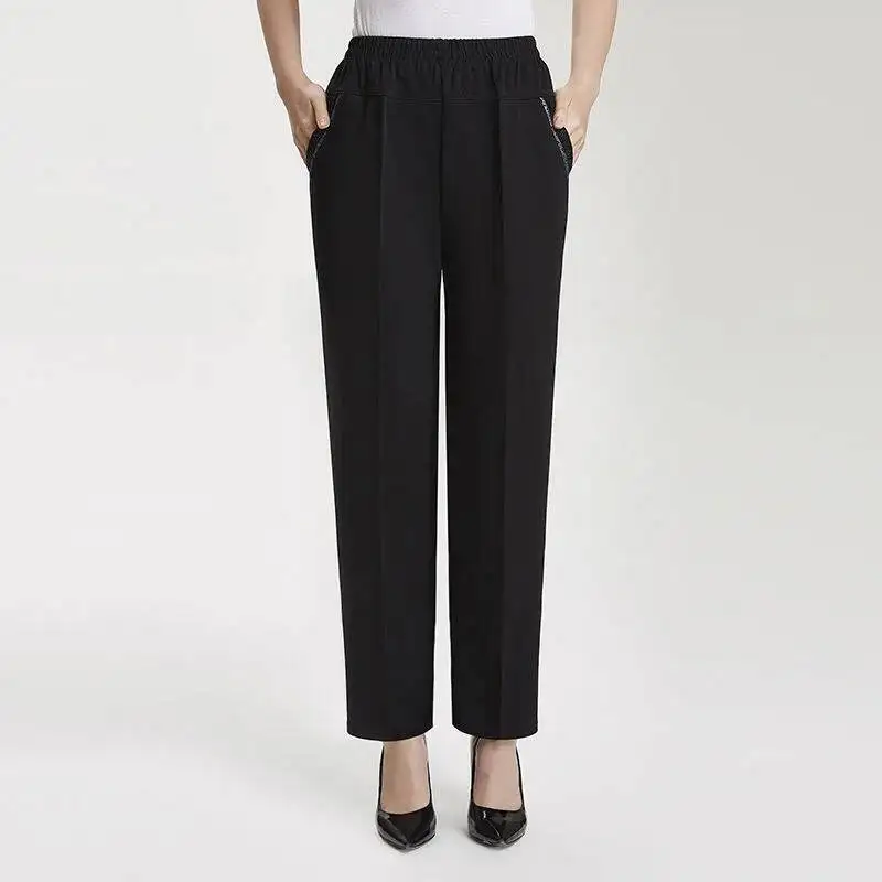 

Middle-aged Women Trousers Casual Loose High Waist Pants Female 2025 Spring Autumn Straight Pants Pantalon Femme