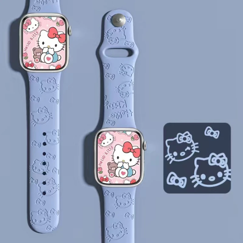 Hello Kitty Series  Apple Watch Engraved Cartoon Print Apple Silicone Replacement Band Hot off the shelf inventory Cartoon Cute