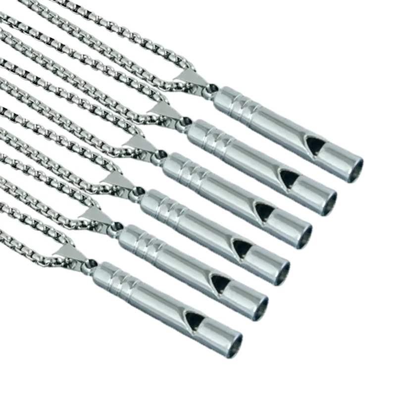 Vintage Stainless Steel Punk Whistle Necklaces Classical Men Hip Hop Soldiers Jewelry High Polished Necklace Street Accessories
