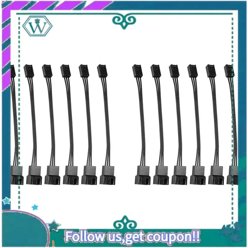 A75Q-12Pcs 4Pin PWM para 3Pin Cabo Adaptador de Ventilador Padrão