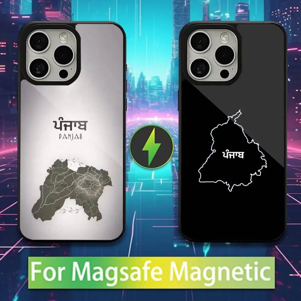 

Art P-Punjab Map Phone Case For iPhone 16,15,17,14,13,12,11,Pro,Max,Plus,Mini,Magsafe,Magnetic Wireless Charging Case