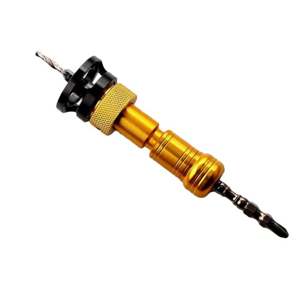 Adjustable Dual Head Countersink Drill Bit With Depth Stop For Woodworking Screw Driving In Red Or Yellow