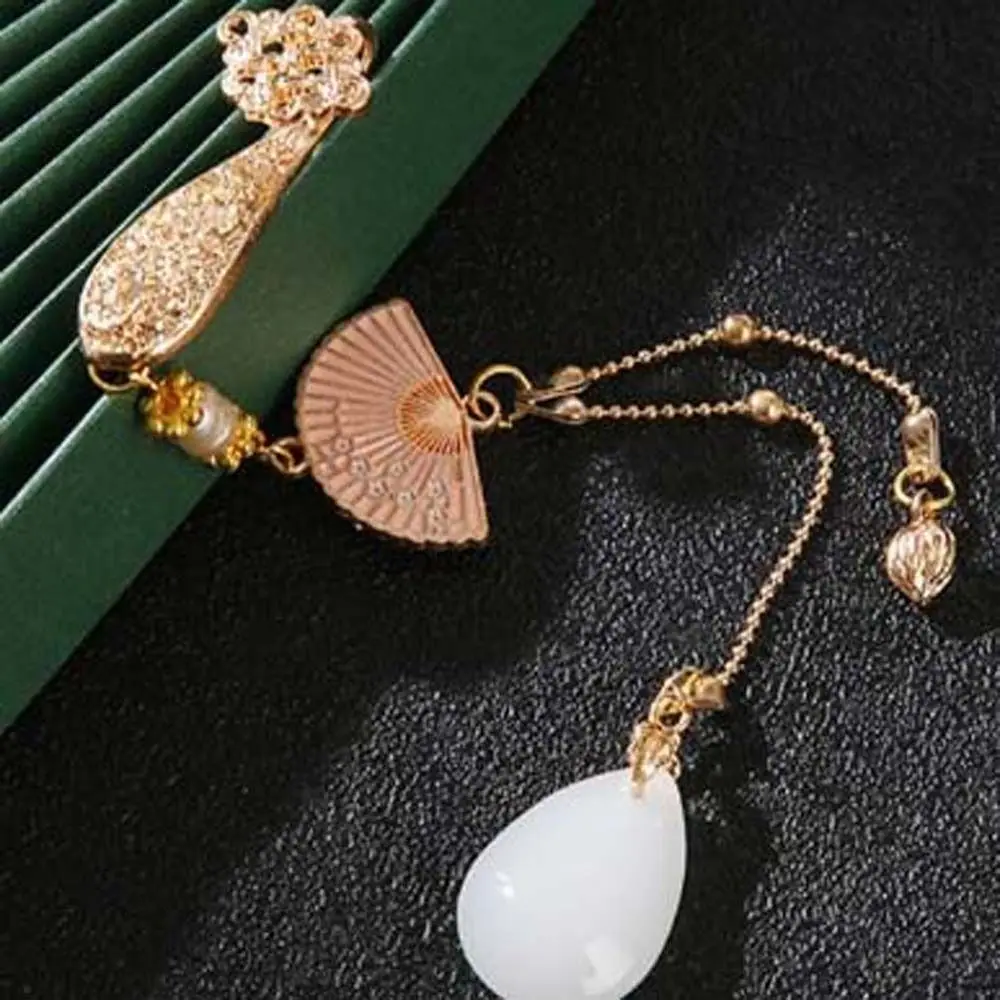 Cheongsam Pressed Lapel Women Hanfu Ornament Long Hanging Tassel Imitation Pearl Pendant Brooches Clothing Pressed Collar