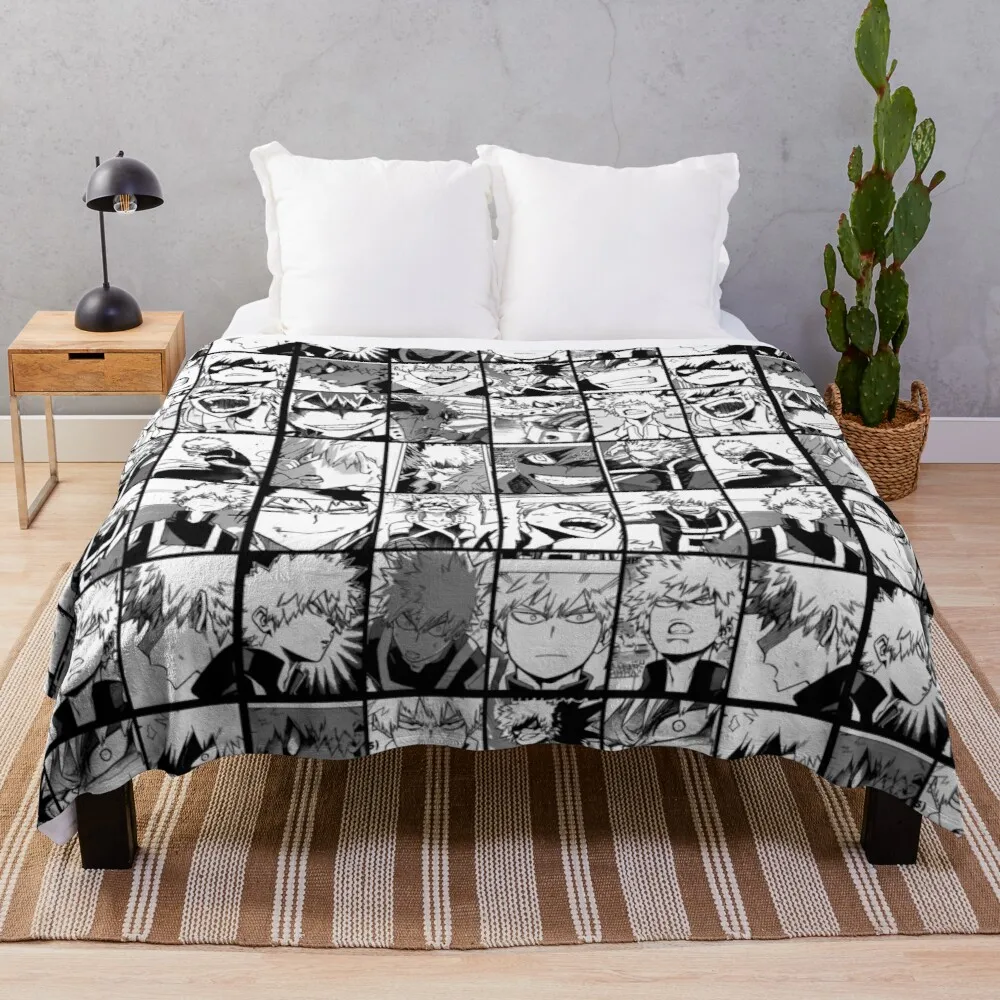 Bakugo Katsuki- collage black and white version Throw Blanket Travel Blanket Bed linens Kid'S Blanket