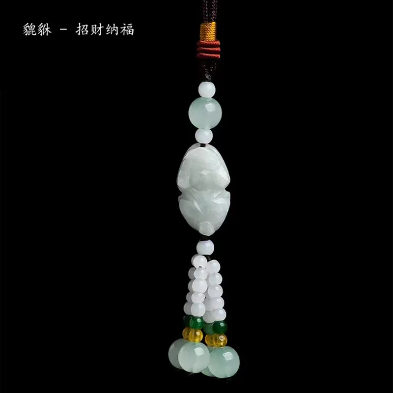 Original Natural A Jade Charms Ingot Gourd Pixiu Blessing Bag Chinese Style Jadeite Car Key Chain Pendant Jewelry Drop Shipping