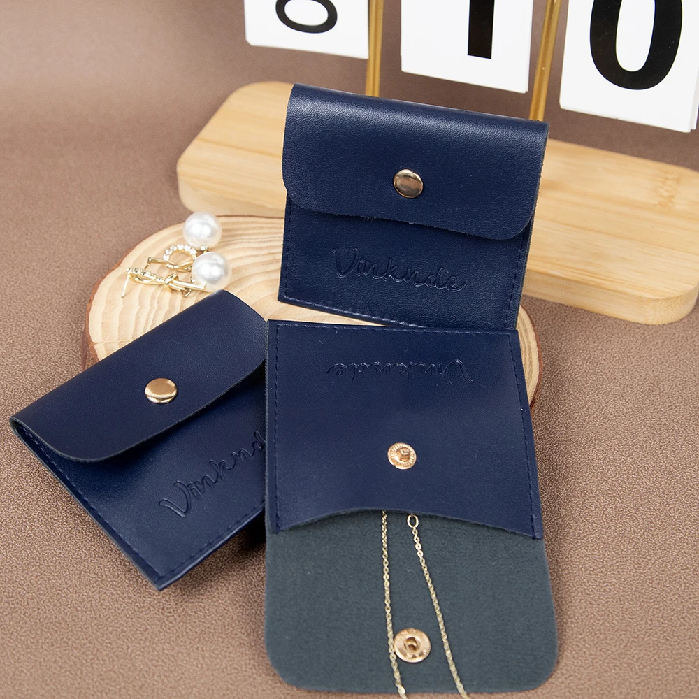 

Портативный кожаный мешочек для украшений из ПУ-кожи цвета морской волны, 4x4 дюйма, с возможностью персонализации логотипа, для серег, колец, браслетов, на кнопке-застежке