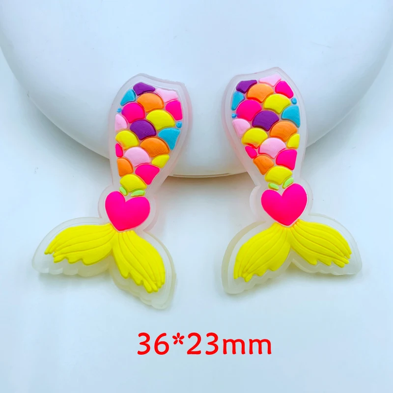 10 Pcs New Cute Colored Mermaid, Sunflower Flower Kawaii Flat Back Soft Rubber DIY Scrapbook Hair  Decor Accessories F35