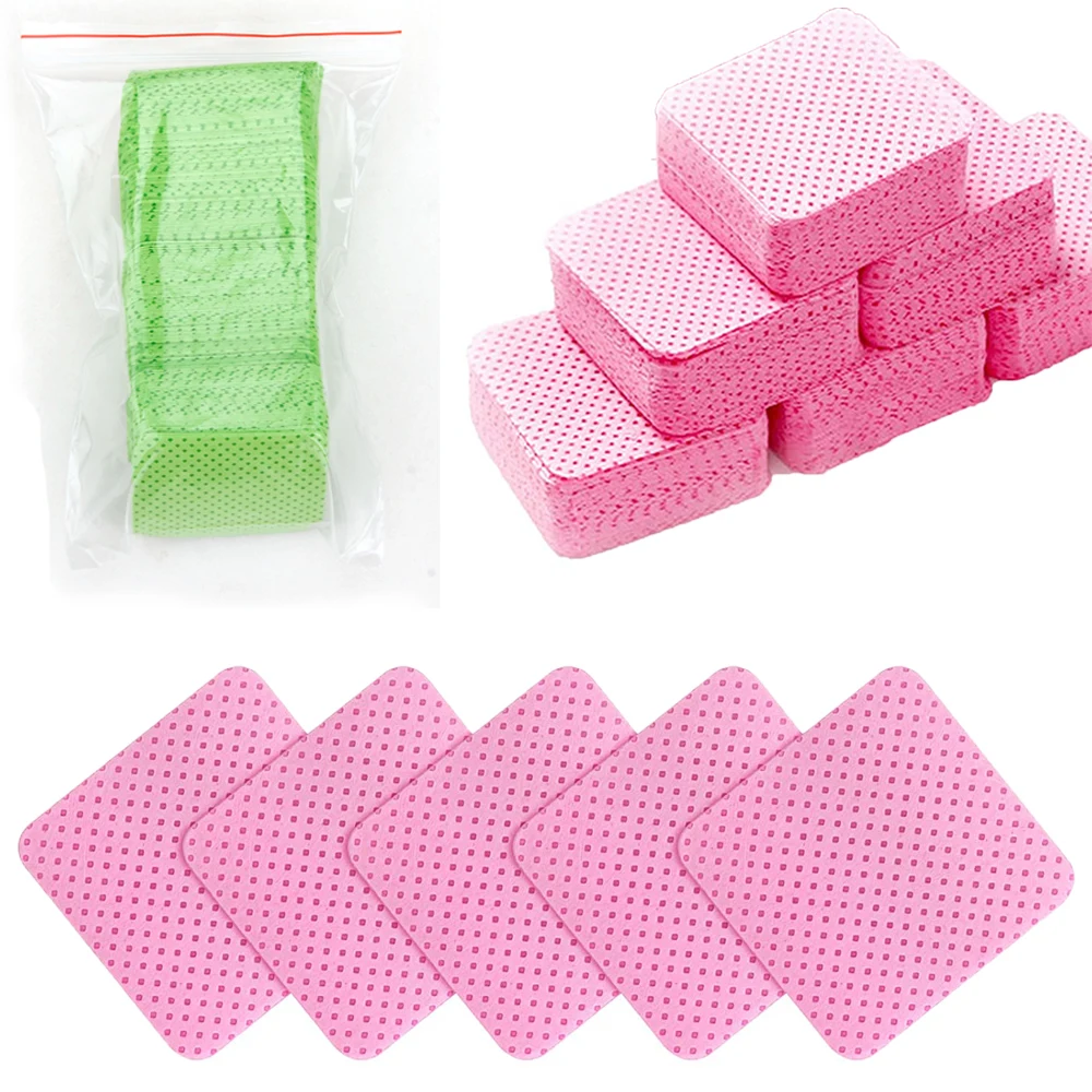 Lint Free Nail Wipes 200Pcs Eyelash Extension Glue Cleaning Wipes Absorbent Non-woven Gel Nail Polish Remover Pads Removal Tool