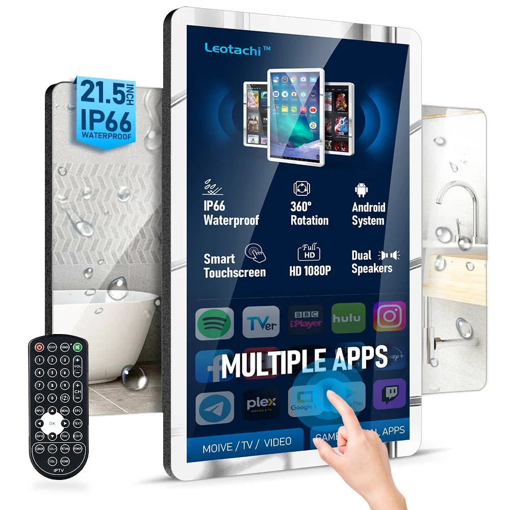 

In Stock Smart Waterproof Mirror Bathroom TV 15.6 21.5 27 32 Inch Touch Screen 360 Rotation 1080P Android OS Smart Mirror TV