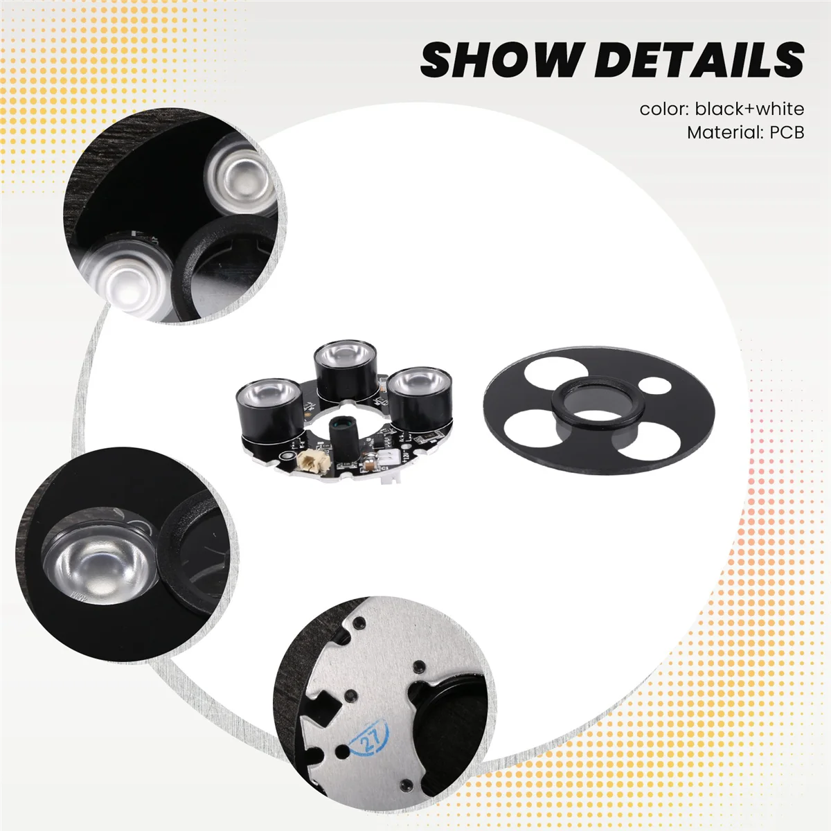 T88C 3 array IR led Spot Light Infrared 3x IR LED board for CCTV cameras night vision (53mm diameter)